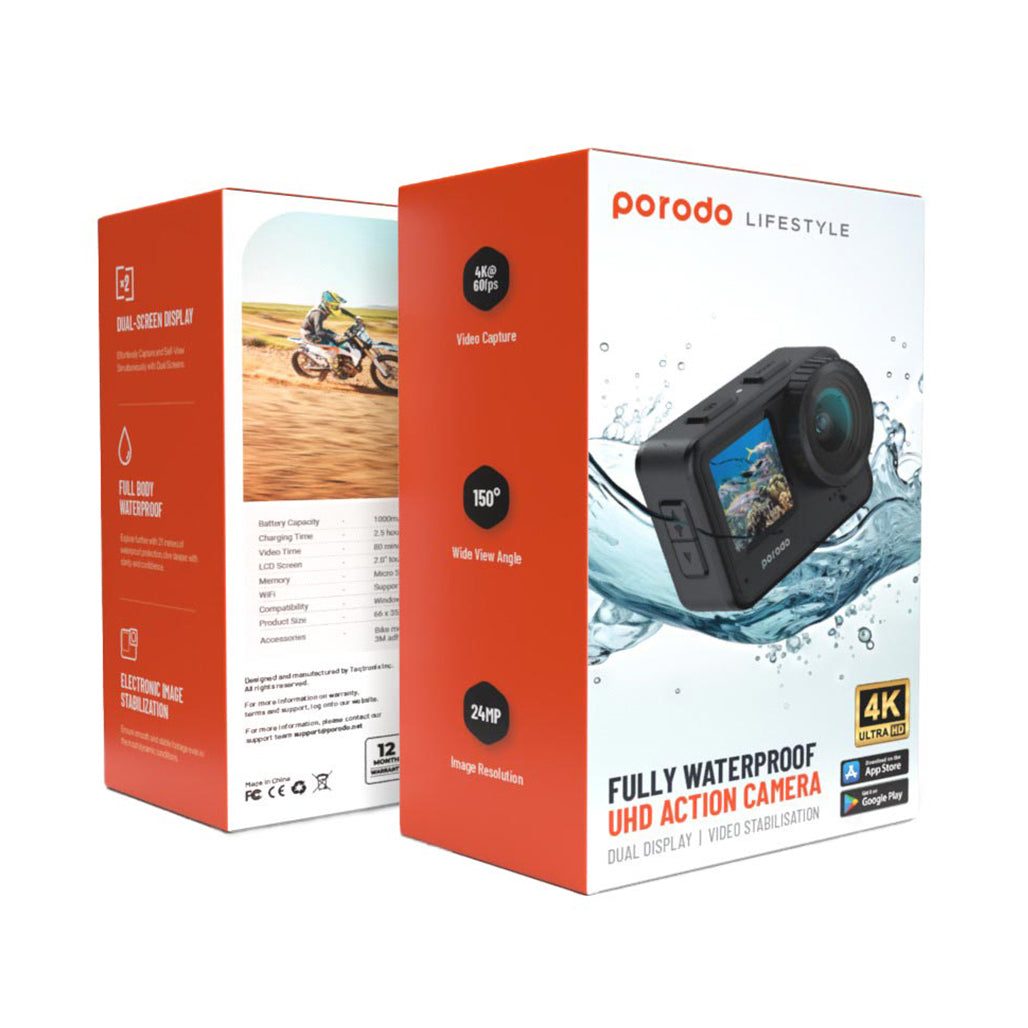 A Photo Of Porodo Lifestyle Waterproof 4K UHD Action Camera