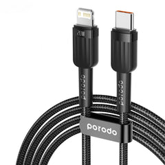 A Photo Of Porodo Braided 20W PD - C to Lightning Fast charging Cable - 1M