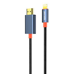 A Photo Of Porodo Woven Cable Lightning to HDMI - Black