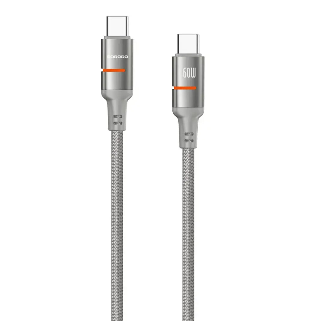 A Photo Of Porodo USB-C to USB-C LED Light Cable - 1.2m Braided Cable for Fast Charging & Data Transfer