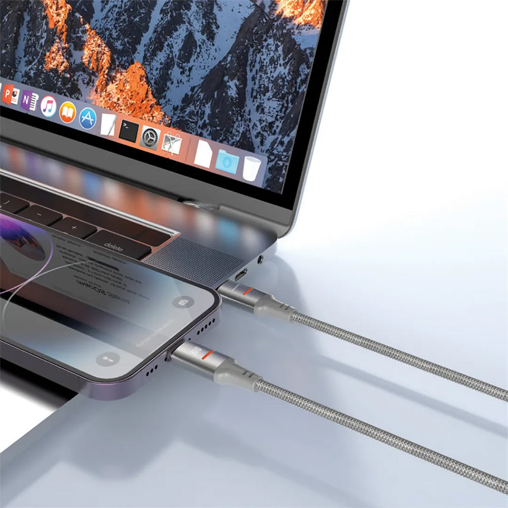 A Photo Of Porodo USB-C to USB-C LED Light Cable - 1.2m Braided Cable for Fast Charging & Data Transfer