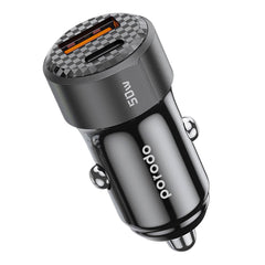 A Photo Of Porodo 50W Dual Port Car Charger PD 20W QC 30W - Black