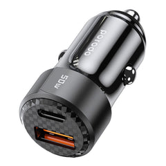 A Photo Of Porodo 50W Dual Port Car Charger PD 20W QC 30W - Black