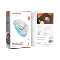 Porodo Vertical Wireless Mouse 4800 DPI - Transparent