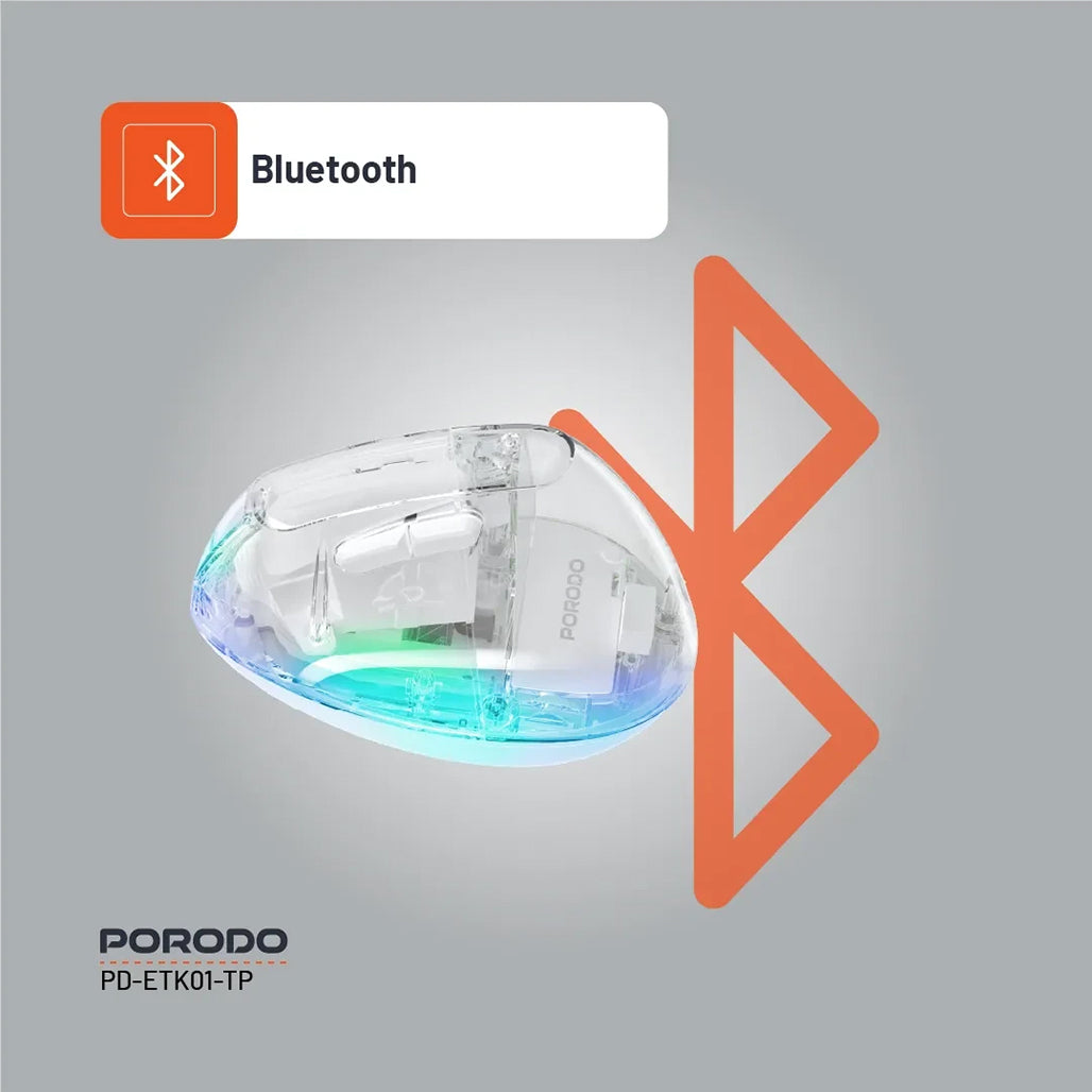 A Photo Of Porodo Vertical Wireless Mouse 4800 DPI - Transparent