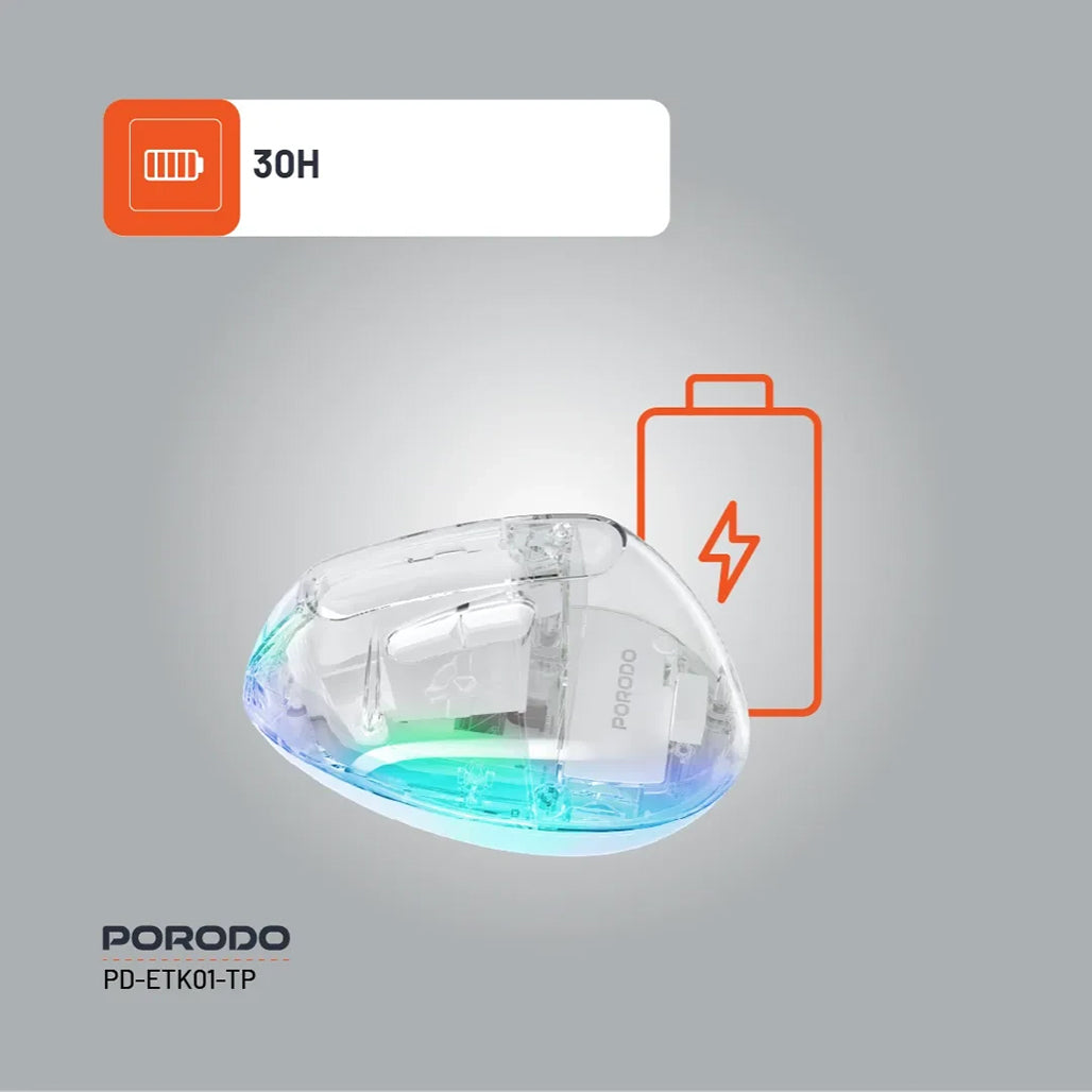 A Photo Of Porodo Vertical Wireless Mouse 4800 DPI - Transparent