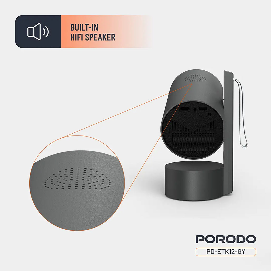 A Photo Of Porodo Full HD Smart Projector - Gray