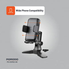 A Photo Of Porodo Multi-Angle Adjustable Desk Phone Stand – Universal Phone Holder for Video Calls, Streaming & Hands-Free Use – Black