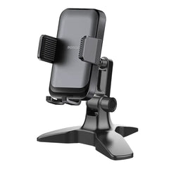 A Photo Of Porodo Multi-Angle Adjustable Desk Phone Stand – Universal Phone Holder for Video Calls, Streaming & Hands-Free Use – Black