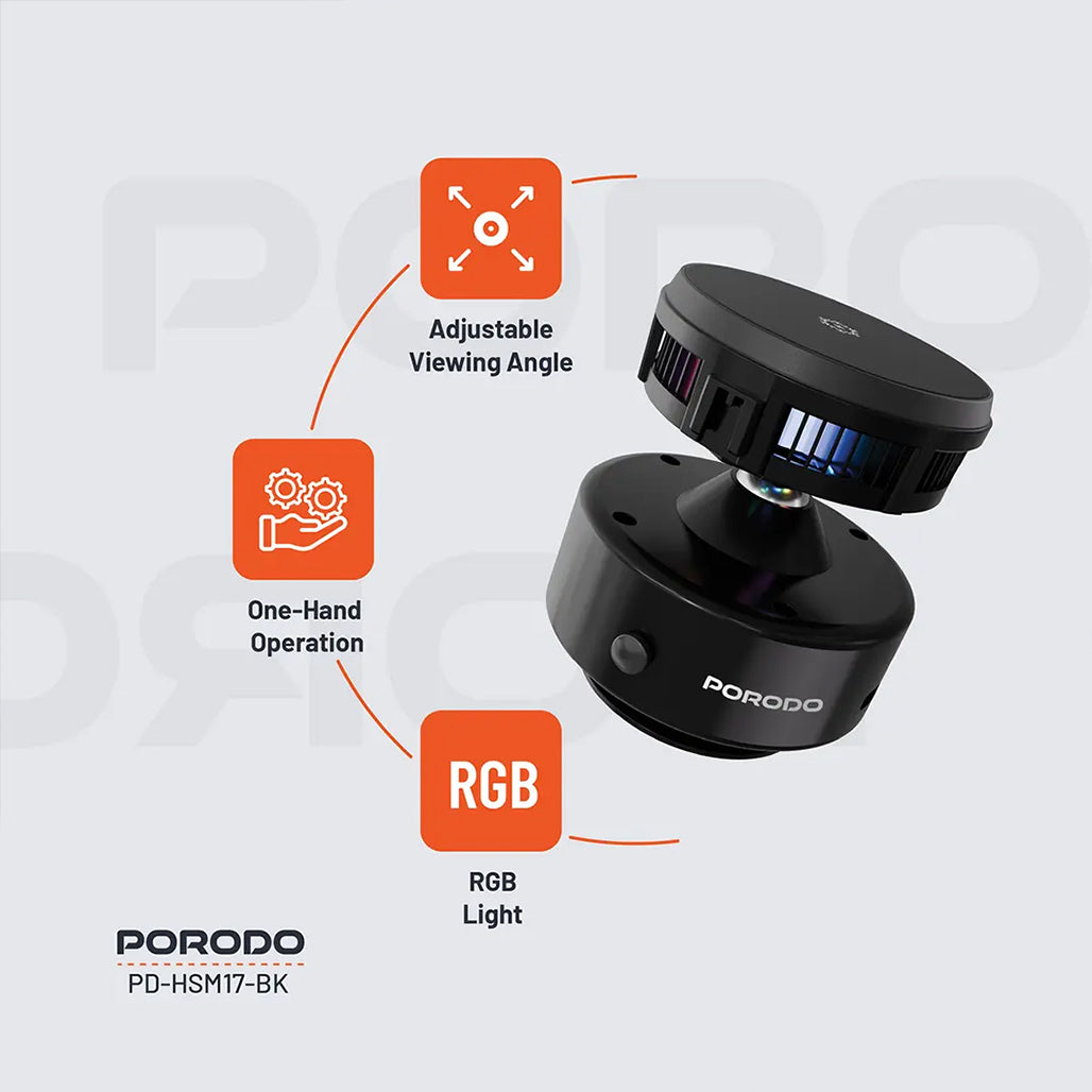 A Photo Of Porodo Vacuseal MagSafe Wireless Charger & Cooling Stand with RGB Lighting – Black