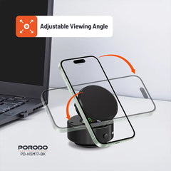 A Photo Of Porodo Vacuseal MagSafe Wireless Charger & Cooling Stand with RGB Lighting – Black