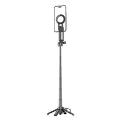 A Photo Of Porodo Quad Base Selfie Stick with 360° Rotation, Magnetic Mount, Wireless Shutter & Stable Aluminum Base – Black