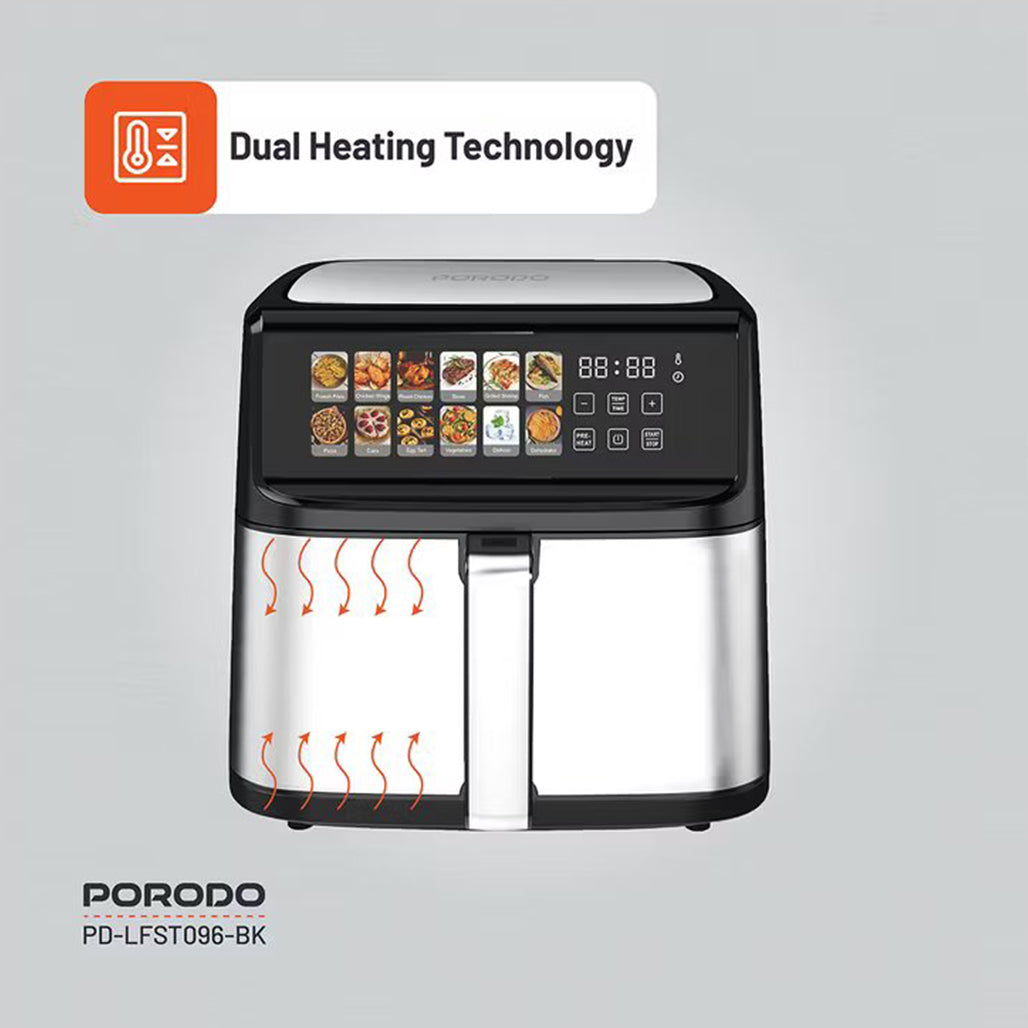 A Photo Of Porodo 11L Dual Mode Touch Control Air Fryer –  Black