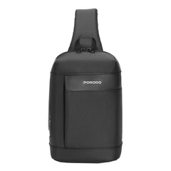 A Photo Of Porodo Crossbody Bag - Black | Water-Resistant, PD 40W Fast Charging, Adjustable Strap & Secure Storage