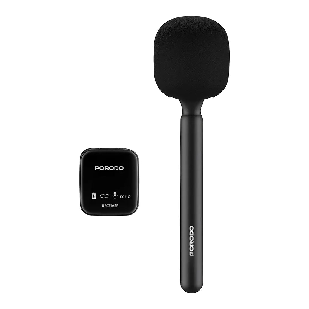 A Photo Of Porodo Dual Wireless Lavalier Microphone - Black