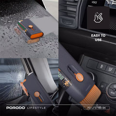 A Photo Of Porodo Lifestyle Multi-Purpose Emergency Car Safety & Cleaning Kit – Compact & Portable – Black
