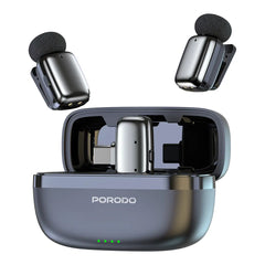 A Photo Of Porodo Wireless Lavalier Microphones Type-C - Black
