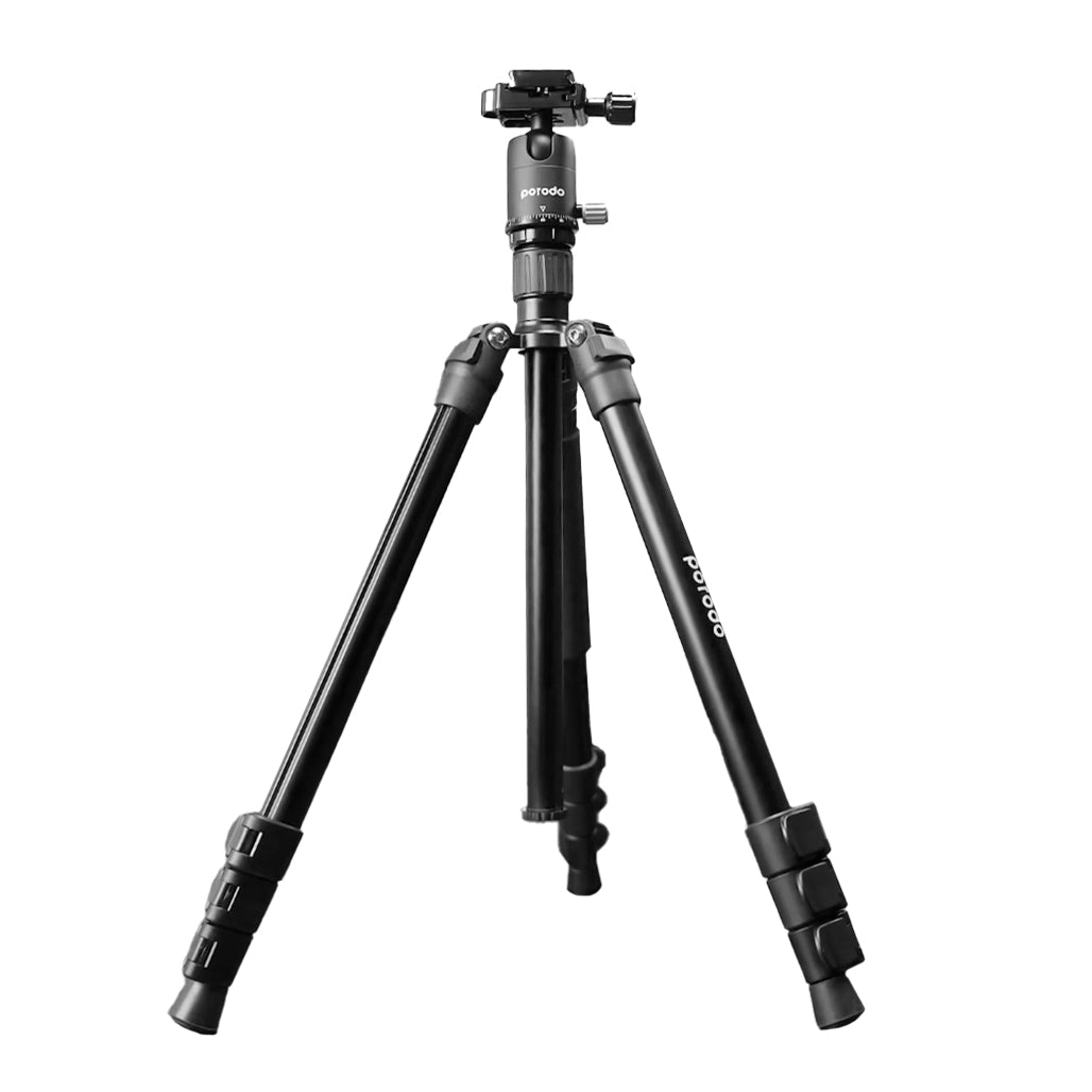 A Photo Of Porodo Professional Aluminum Tripod with Ballhead | PD-TRPBAL-BK