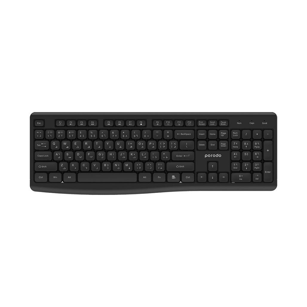 A Photo Of Porodo Dual Mode Wireless Keyboard and Mouse Set –  Black | PD-W24KBM-BK