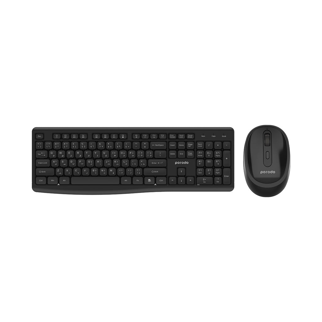A Photo Of Porodo Dual Mode Wireless Keyboard and Mouse Set –  Black | PD-W24KBM-BK