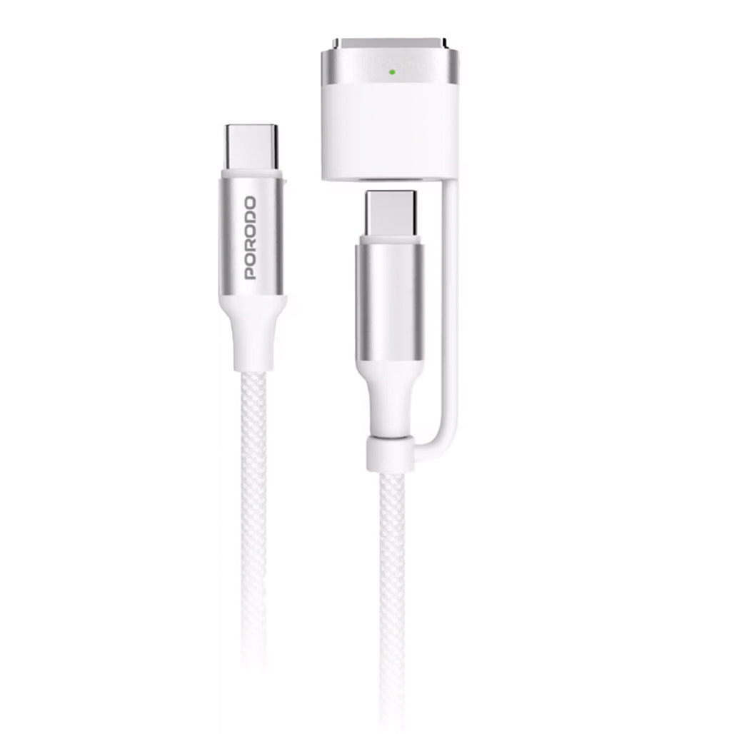 A Photo Of Porodo 2-In-1 Cable Magsafe 3 Charging Cable With USB-C To USB-C - PDCBL0039WH