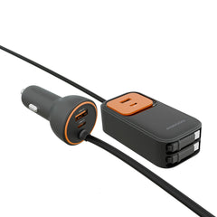 A Photo Of Porodo ENZO Multi-Port Car Charger 135W with Dual Retractable USB-C Cables
