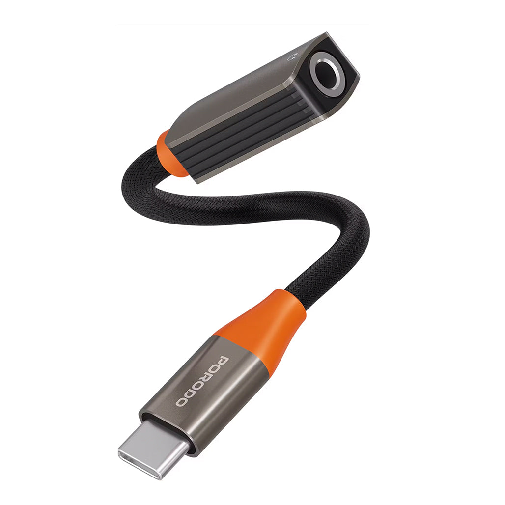 A Photo Of Porodo AudioLink USB-C to 3.5mm Adapter with DAC Chip