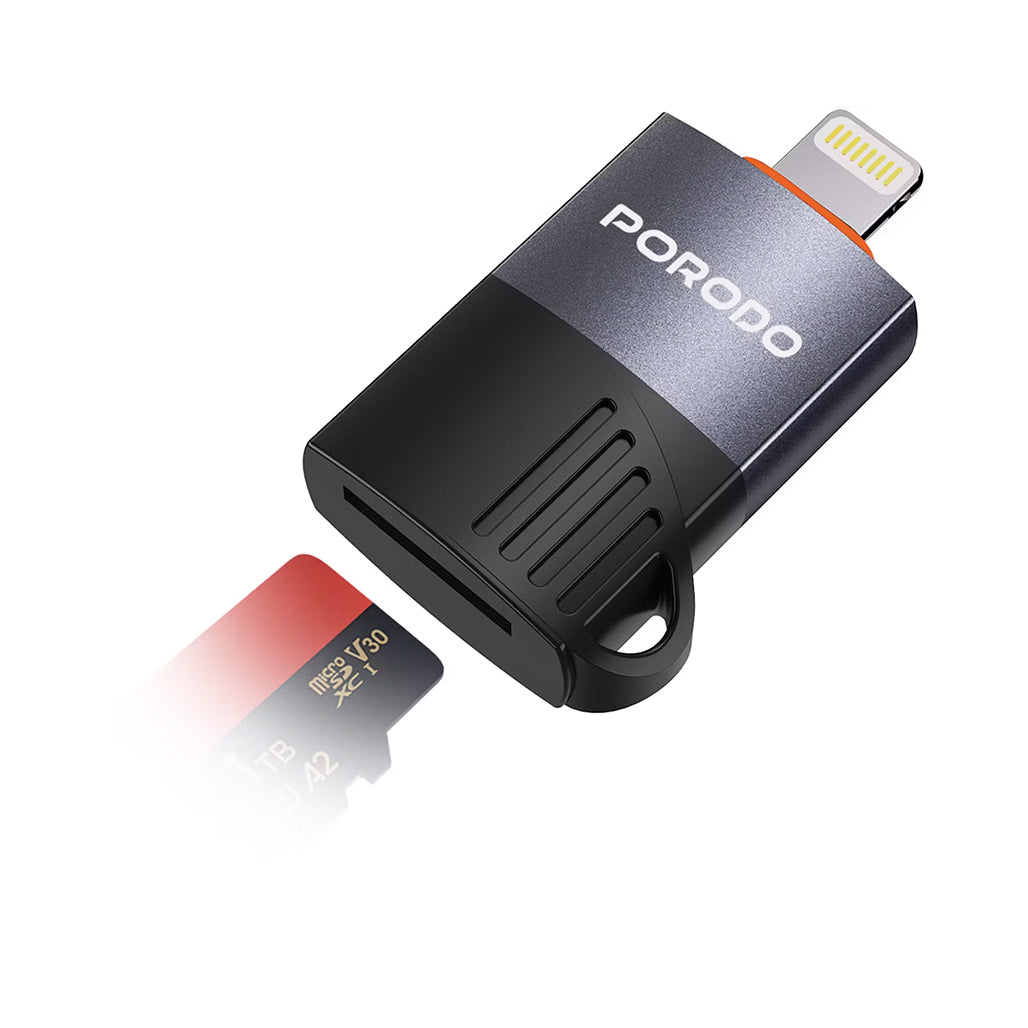 A Photo Of Porodo OTG Lightning Adapter with TF Card Reader - PDETK19BK