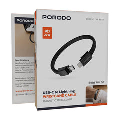 A Photo Of Porodo USB-C to Lightning Wristband Cable Magnetic Steel Clasp