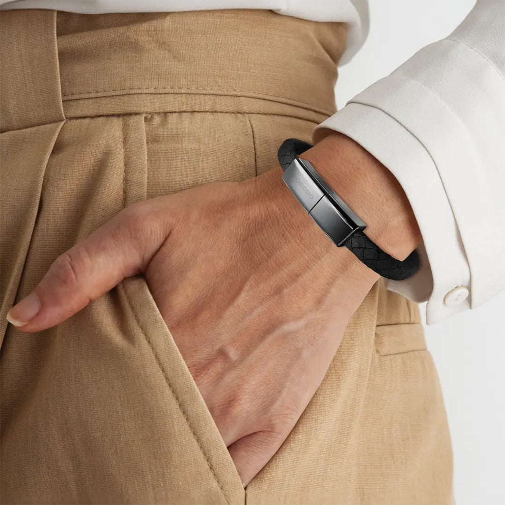 A Photo Of Porodo USB-C to Lightning Wristband Cable Magnetic Steel Clasp
