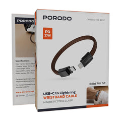 A Photo Of Porodo USB-C to Lightning Wristband Cable Magnetic Steel Clasp