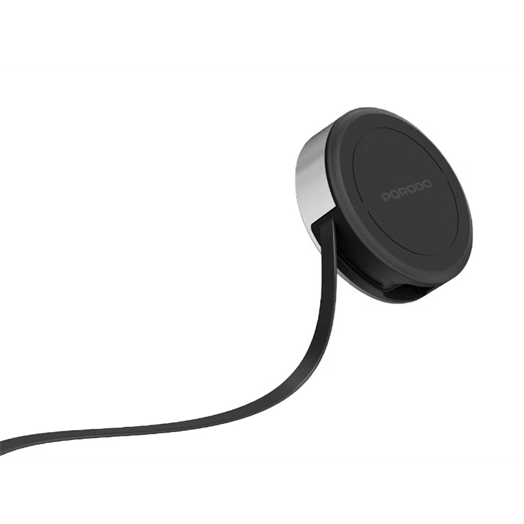 A Photo Of Porodo Magnetic Wireless Charging Pad With Retractable Type-C Output - Black