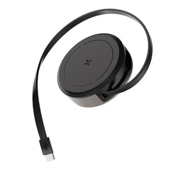 A Photo Of Porodo Magnetic Wireless Charging Pad With Retractable Type-C Output - Black