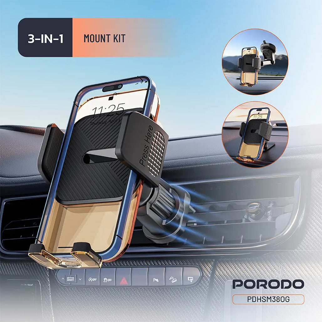 A Photo Of Porodo 3-in-1 Mount Kit Multi Functional Phone Holder