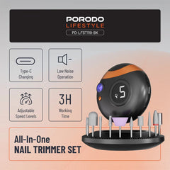 A Photo Of Porodo Lifestyle All-In-One Nail Trimmer Set – Black