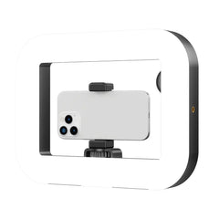 A Photo Of Porodo Lifestyle Handheld Ring Grip Camera & phone vlogging light with Desktop support & Phone clamp - Black