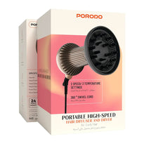 Porodo Portable High-Speed Hair Diffuser and Dryer for Curly Hair