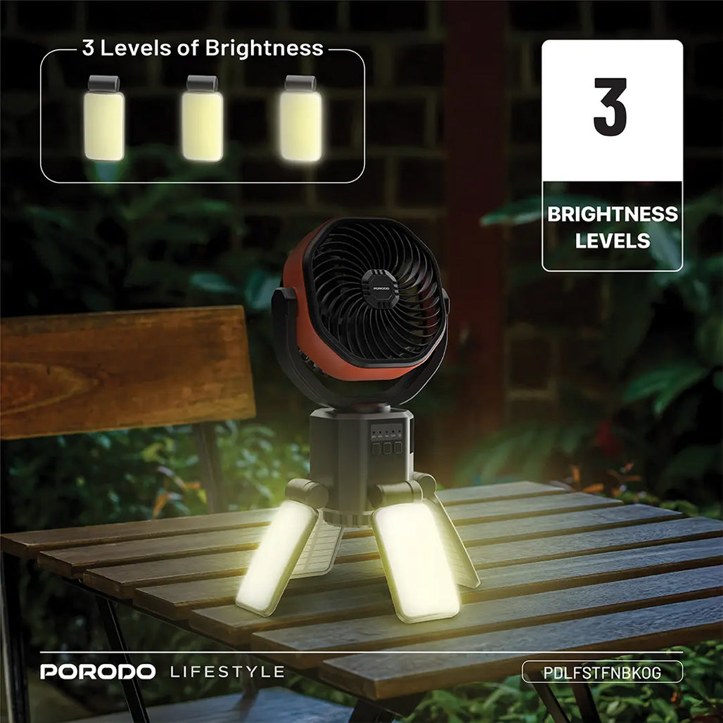 A Photo Of Porodo Lifestyle Suncharge Outdoor Solar Fan - PDLFSTFNBKOG
