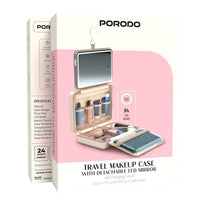 Porodo Travel Makeup Case with Detachable LED Mirror & Hanging Hook
