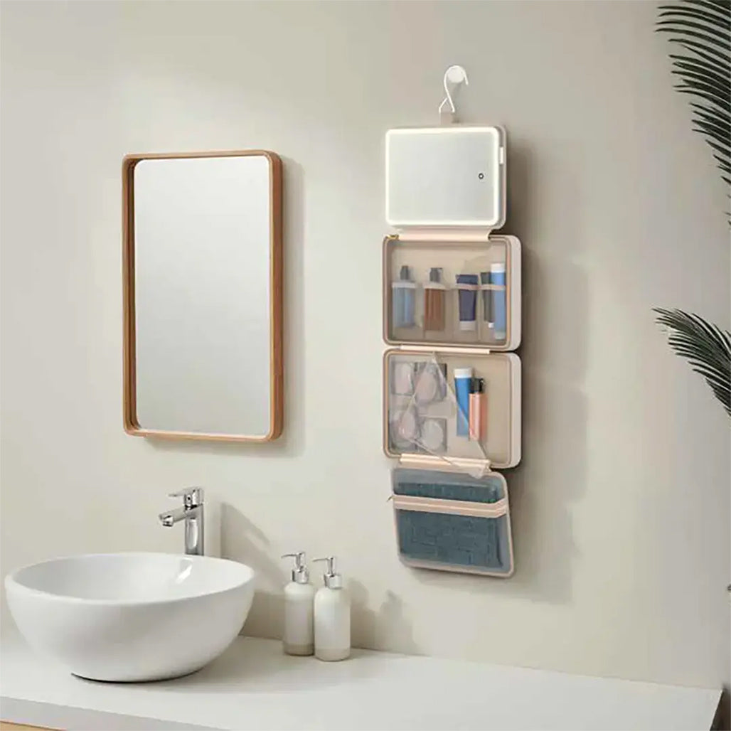 A Photo Of Porodo Travel Makeup Case with Detachable LED Mirror & Hanging Hook