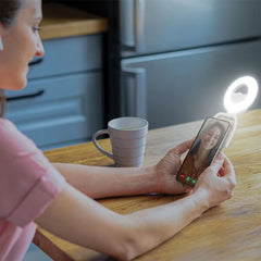 A Photo Of Porodo Snapbright Magnetic LED Fill Light with Adjustable Phone Mount