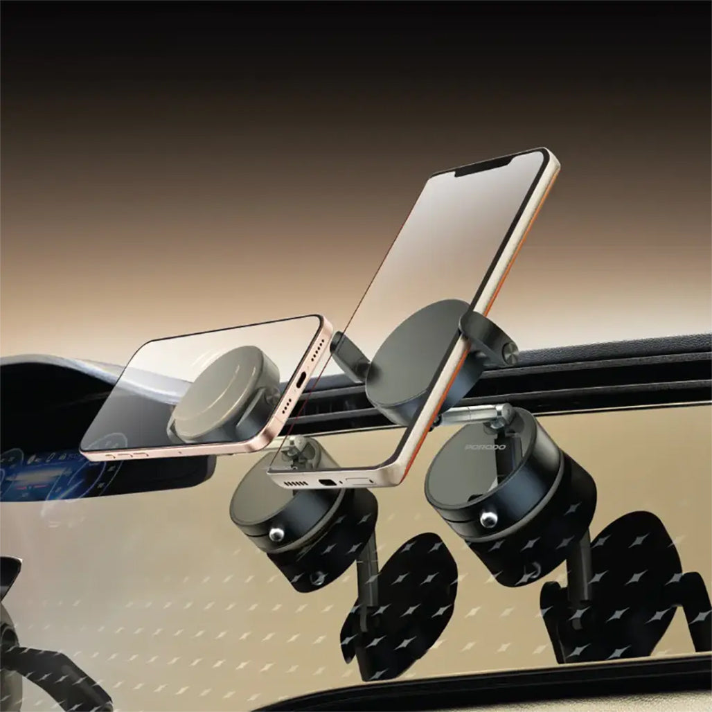 A Photo Of Porodo MagSafe Multi-Surface Phone Holder with Grip-Lock Toggle - PDMSPHA9BK