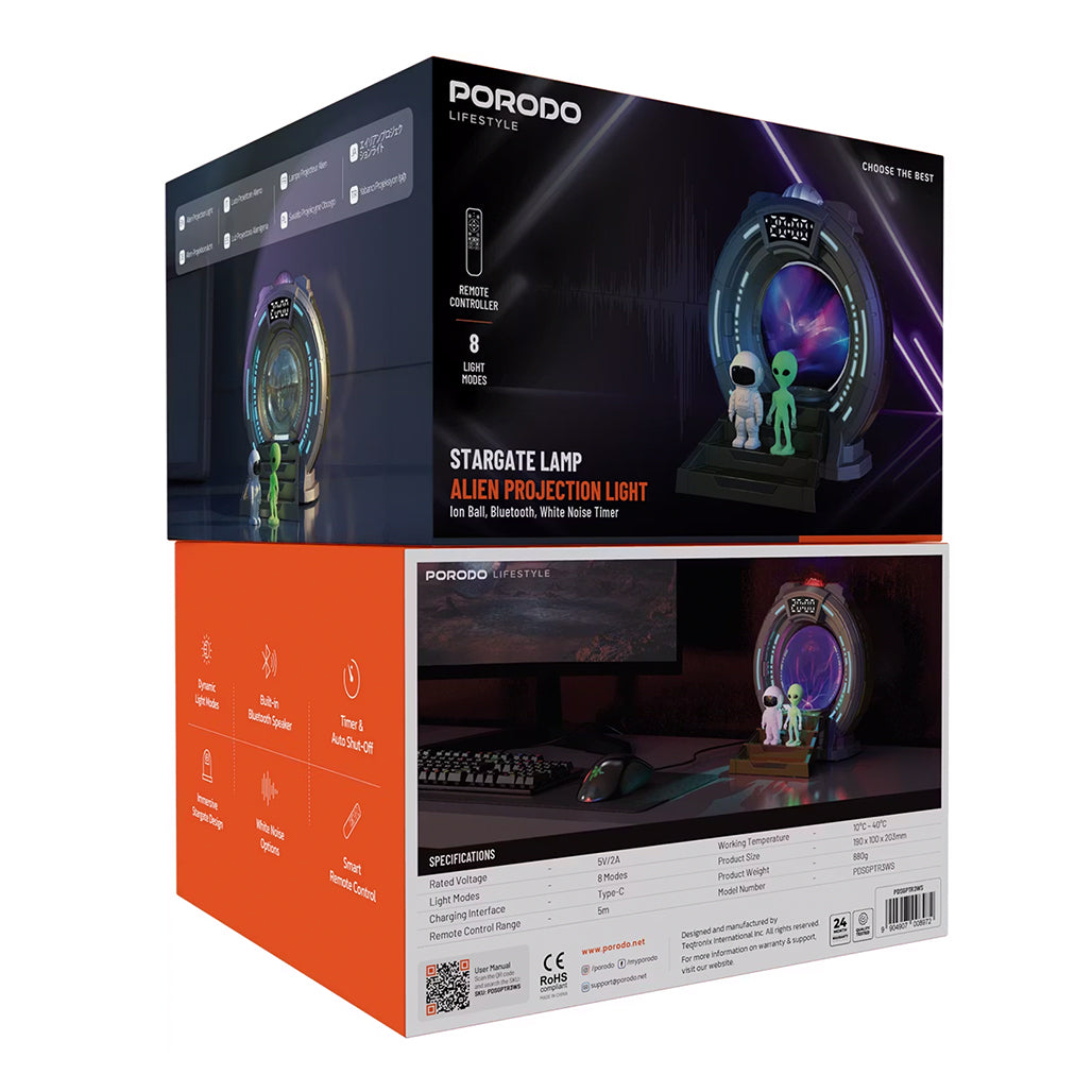 A Photo Of Porodo Stargate Lamp with Alien Projection - Bluetooth Speaker