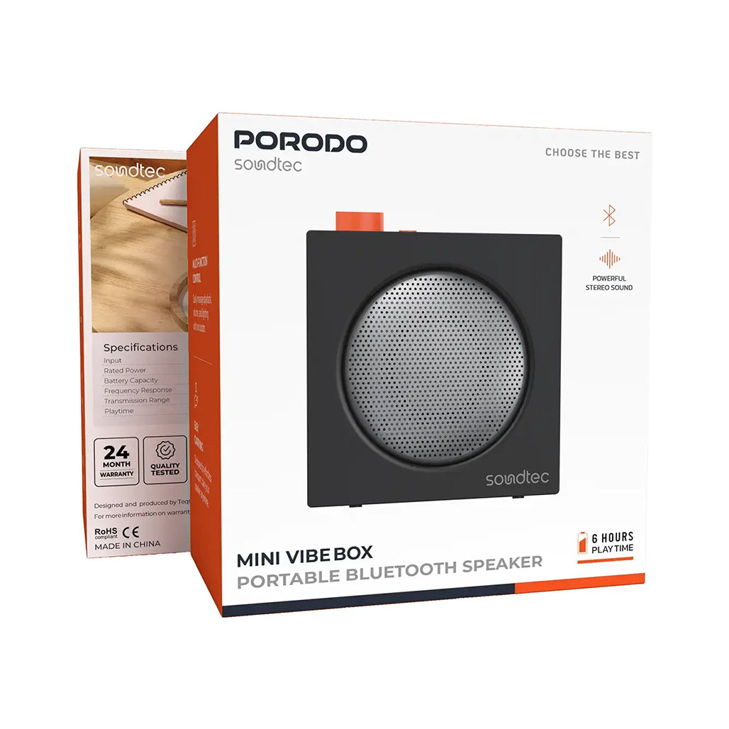 A Photo Of Porodo Soundtec Mini Vibe Box Portable Bluetooth Speaker