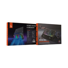 A Photo Of Porodo PDX121 Gaming Crystal Shell Laptop Cooling Pad - Black