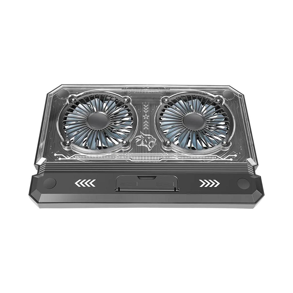 A Photo Of Porodo PDX121 Gaming Crystal Shell Laptop Cooling Pad - Black