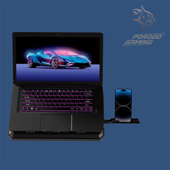 A Photo Of Porodo PDX121 Gaming Crystal Shell Laptop Cooling Pad - Black