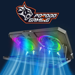 A Photo Of Porodo PDX121 Gaming Crystal Shell Laptop Cooling Pad - Black