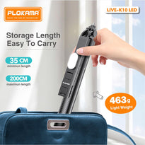 Plokama Live K10 Pro - LED Selfie Stick Portable Tripod 200cm