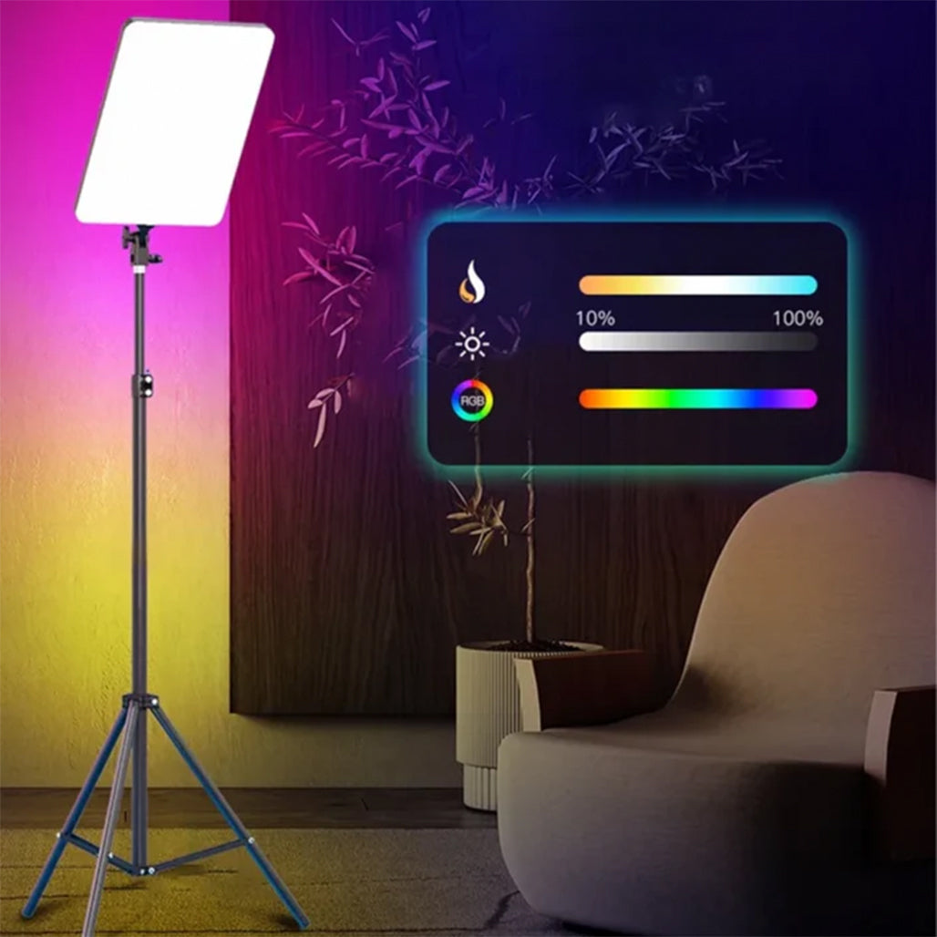A Photo Of RGB LED Photography Light PM-48 with Tripod – Adjustable Brightness & Full-Color Spectrum